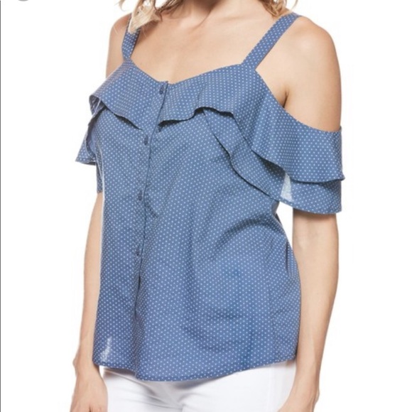 PAIGE Tops - New PAIGE Sz M Cleva top blue dot cutout NWOT